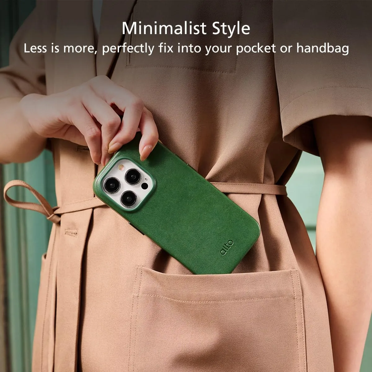alto Phone Case Compatible with iPhone 15 Pro 2023 and MagSafe, Magnetic Italian Leather Case, Clop Series Drop Protective Case (iPhone 15 Pro, 6.1 inch, Forest Green)