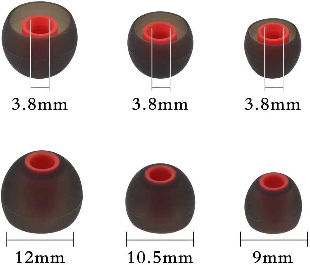 ALXCD Ear Tips Compatible with JBL Tune 125TWS Headphones, 6 Pairs S M L Sizes Replacement Silicone Earbud Tips, Compatible with JBL Tune 125TWSBlack/Red