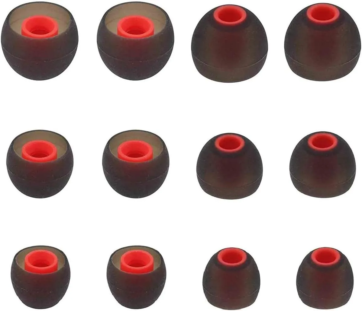 ALXCD Ear Tips Compatible with JBL Tune 125TWS Headphones, 6 Pairs S M L Sizes Replacement Silicone Earbud Tips, Compatible with JBL Tune 125TWSBlack/Red