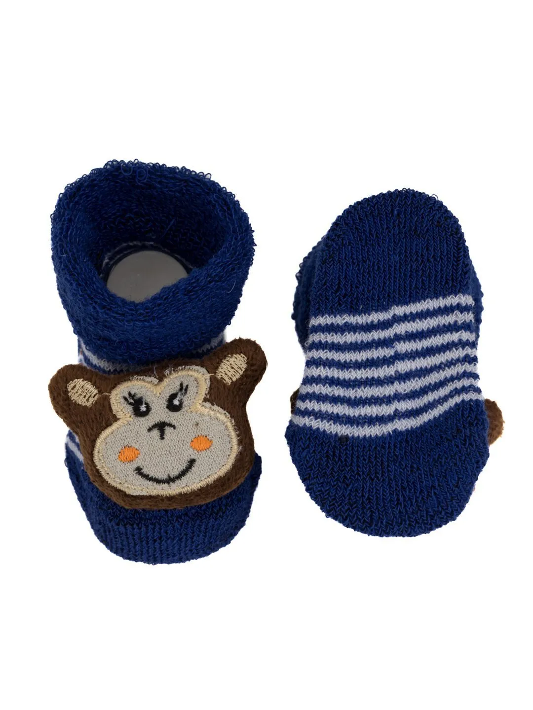 Animal Stuffed Toy Socks for Boys, Cozy Cotton Blend for Boys,Twin Pack Brown & Blue
