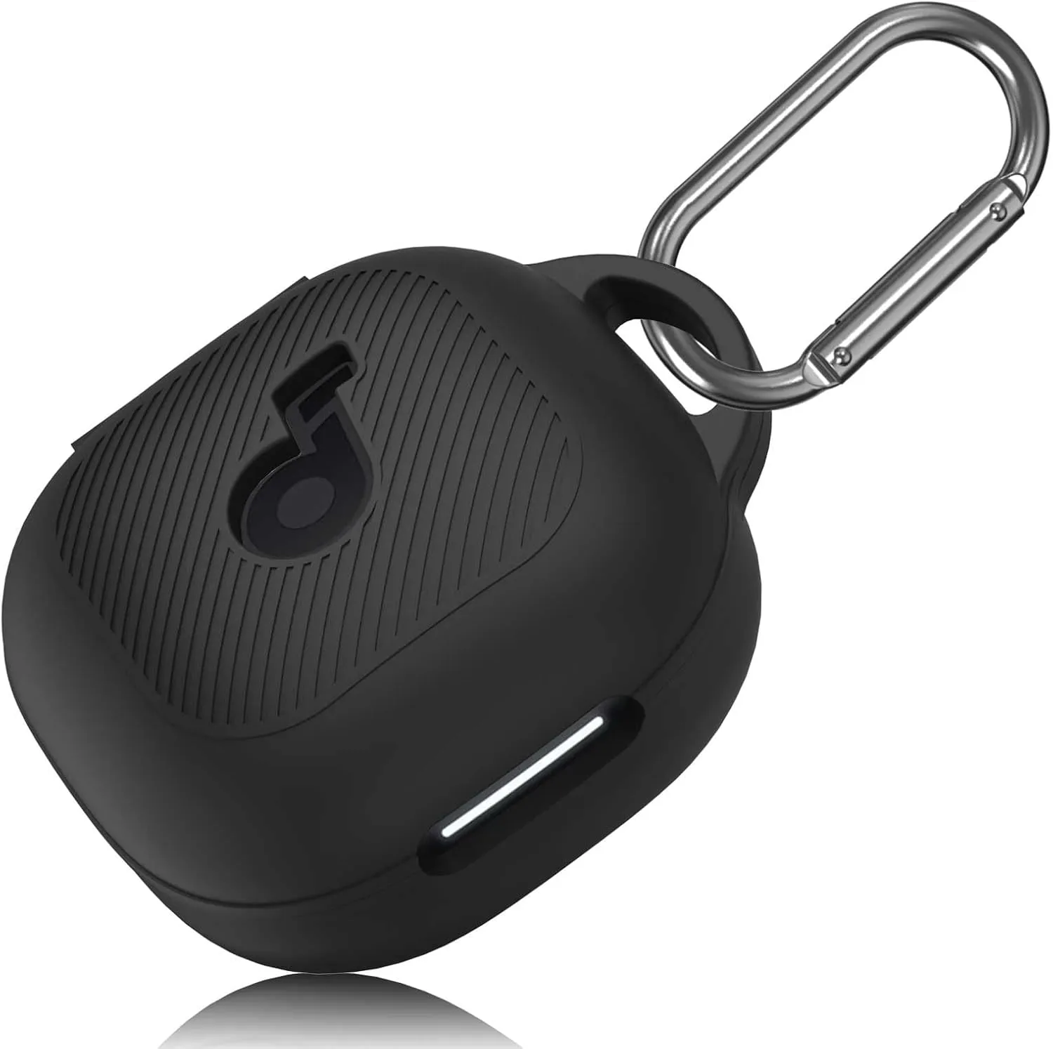 Anker PUCGUE Case Cover for Soundcore P40i, Shockproof Silicone Skin with Carabiner, Front LED & Logo Visible (Black)