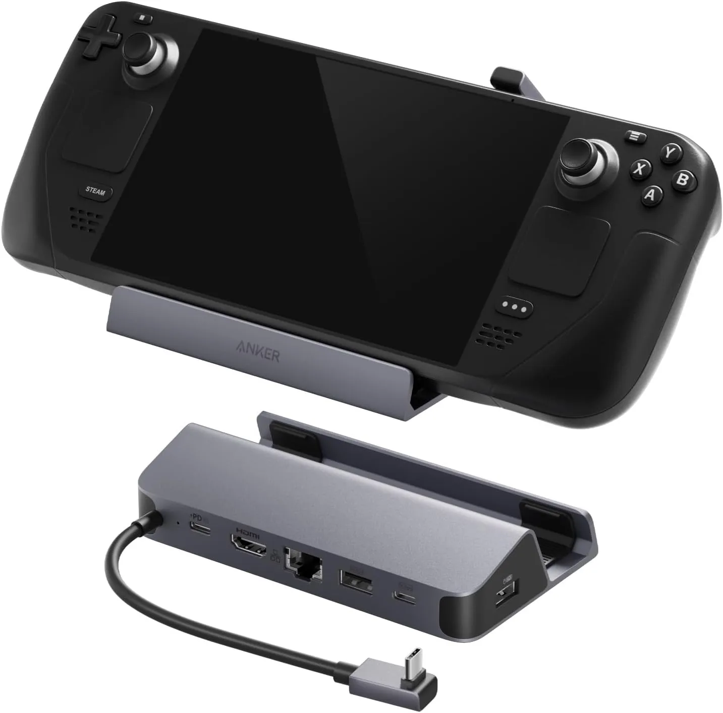 Anker Steam Deck Docking Station for Steam Deck/ROG Ally/Legion Go(Not for Rog Ally X), 6-in-1 USB C Hub with HDMI 4K@60Hz, 1Gbps Ethernet, 2 USB A Ports and 1 USB C Port, 100W Fast Charging.