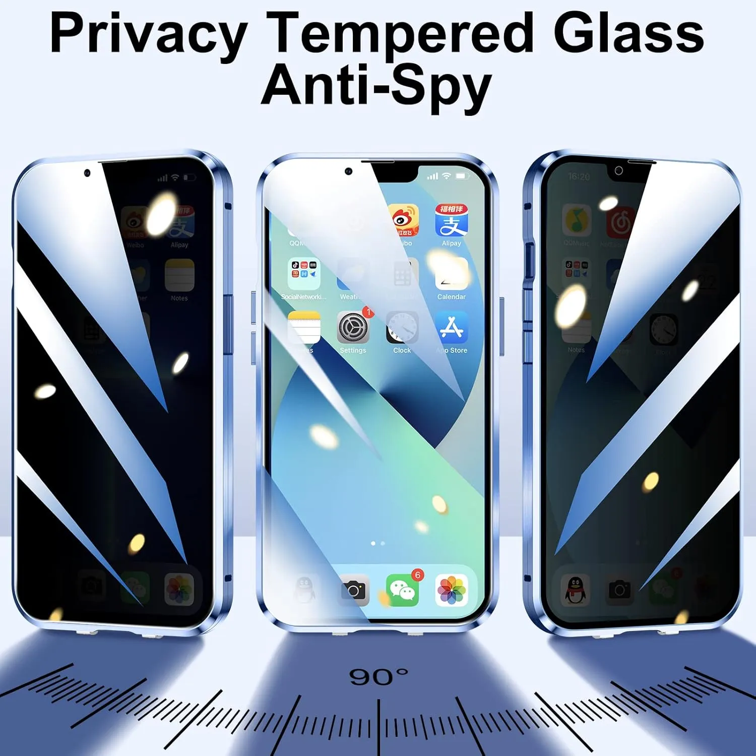 Anti Peeping Case for iPhone 13 Compatible with MagSafe 360 Degree Full Protection Magnetic Absorption Metal Bumper Front Privacy Glass Back PC Matte Cover for iPhone 13 6.1" (Gold)