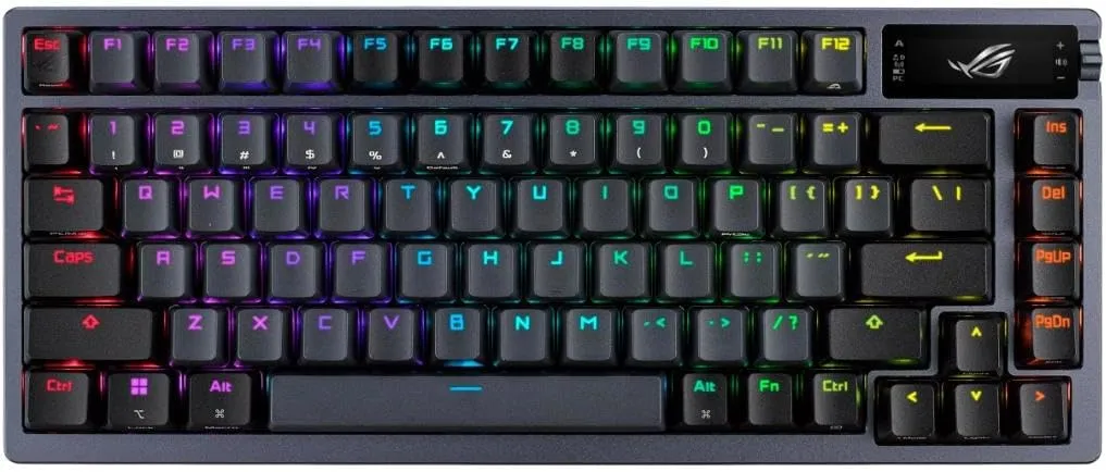 ASUS ROG Azoth 75 Wireless DIY Custom Gaming Keyboard, OLED Display, Gasket-Mount, Three-Layer Dampening, Hot-Swappable Pre-lubed ROG NX Snow Switches & Keyboard Stabilizers, PBT Keycaps, RGB