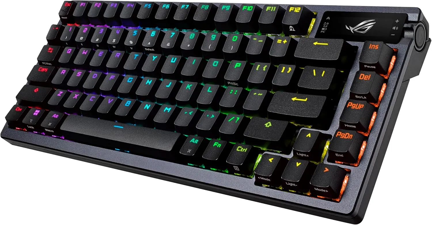 ASUS ROG Azoth 75 Wireless DIY Custom Gaming Keyboard, OLED Display, Gasket-Mount, Three-Layer Dampening, Hot-Swappable Pre-lubed ROG NX Snow Switches & Keyboard Stabilizers, PBT Keycaps, RGB