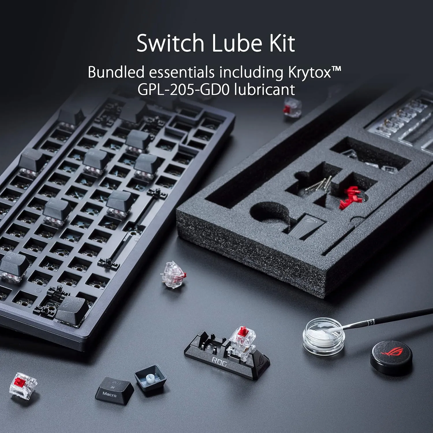 ASUS ROG Azoth 75% Wireless DIY Custom Gaming Keyboard, OLED Display, Three-Layer Dampening, Hot-Swappable ROG NX Red Switches & Keyboard Stabilizers, PBT Keycaps, RGB-Black