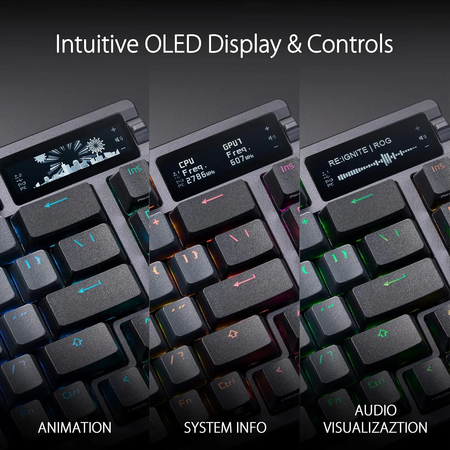 ASUS ROG Azoth 75% Wireless DIY Custom Gaming Keyboard, OLED Display, Three-Layer Dampening, Hot-Swappable ROG NX Red Switches & Keyboard Stabilizers, PBT Keycaps, RGB-Black