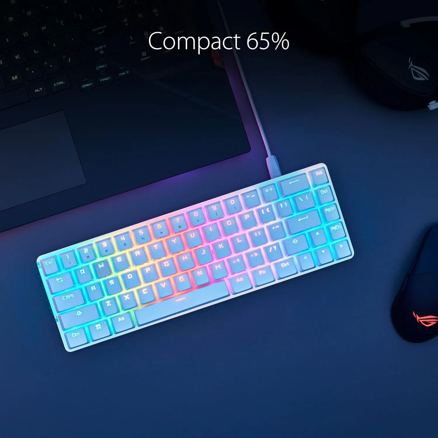 ASUS ROG Gladius III Wireless Gaming Mouse, 36000 DPI, 6 Buttons, Replaceable Switches & ROG Falchion Ace 65% RGB Compact Gaming Mechanical Keyboard, Lubed ROG NX Brown Switches