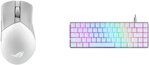 ASUS ROG Gladius III Wireless Gaming Mouse, 36000 DPI, 6 Buttons, Replaceable Switches & ROG Falchion Ace 65% RGB Compact Gaming Mechanical Keyboard, Lubed ROG NX Brown Switches