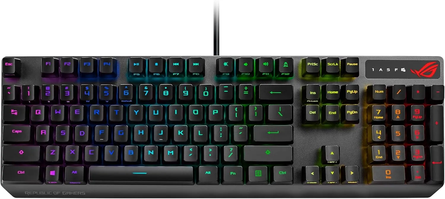 ASUS ROG Strix Scope RX Gaming Mechanical Keyboard, Red Optical Switches, USB 2.0 Passthrough, 2X Wider Ctrl Key, Aura Sync, Armoury Crate RGB Lighting, Black