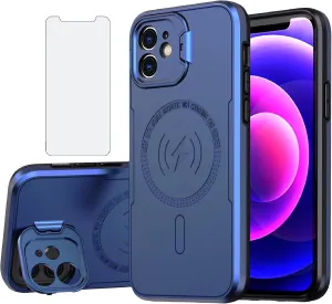 Asuwish Phone Case for iPhone 11 6.1 with Magsafe Tempered Glass Screen Protector and Stand Slim Cell Cover Hard Hybrid Mobile Accessories iphone11case iPhone11 i Phone11 11s XI 11R Women Men Blue