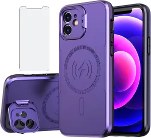 Asuwish Phone Case for iPhone 11 6.1 with Magsafe Tempered Glass Screen Protector and Stand Slim Cell Cover Hard Hybrid Mobile Accessories iphone11case iPhone11 i Phone11 11s XI 11R Women Men Purple