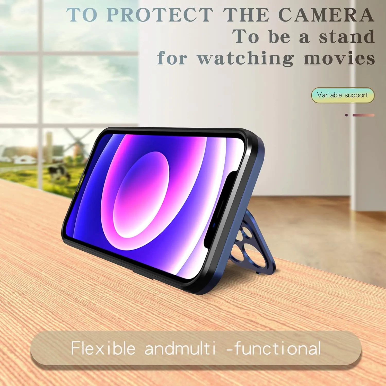 Asuwish Phone Case for iPhone 12 Pro 6.1 with Magsafe Tempered Glass Screen Protector and Stand Slim Cell Cover Hard Hybrid Mobile Accessories iPhone12pro 5G i 12s iPhone12 12pro Women Men Blue