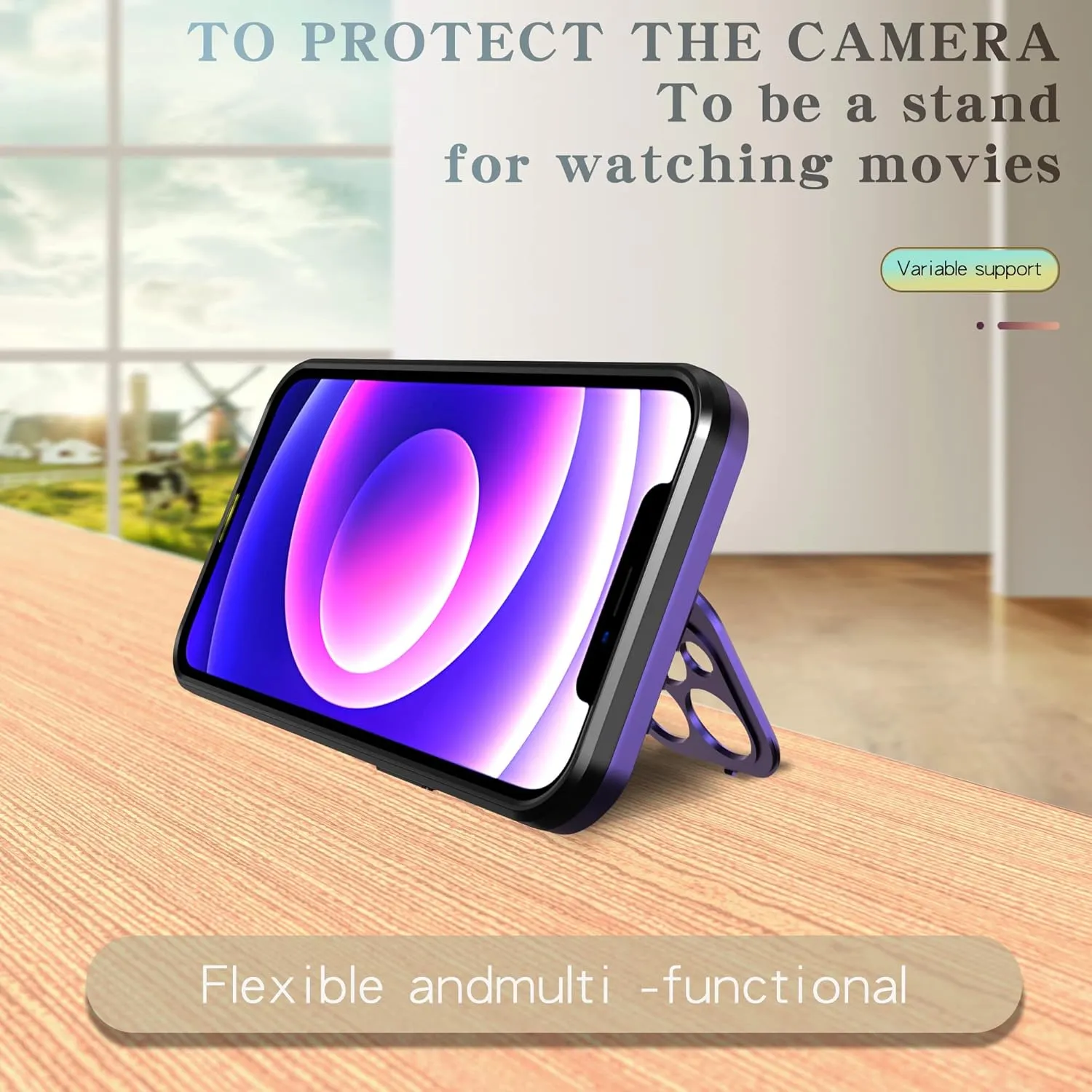 Asuwish Phone Case for iPhone 12 Pro 6.1 with Magsafe Tempered Glass Screen Protector and Stand Slim Cell Cover Hard Hybrid Mobile Accessories iPhone12pro 5G i 12s iPhone12 12pro Women Men Purple