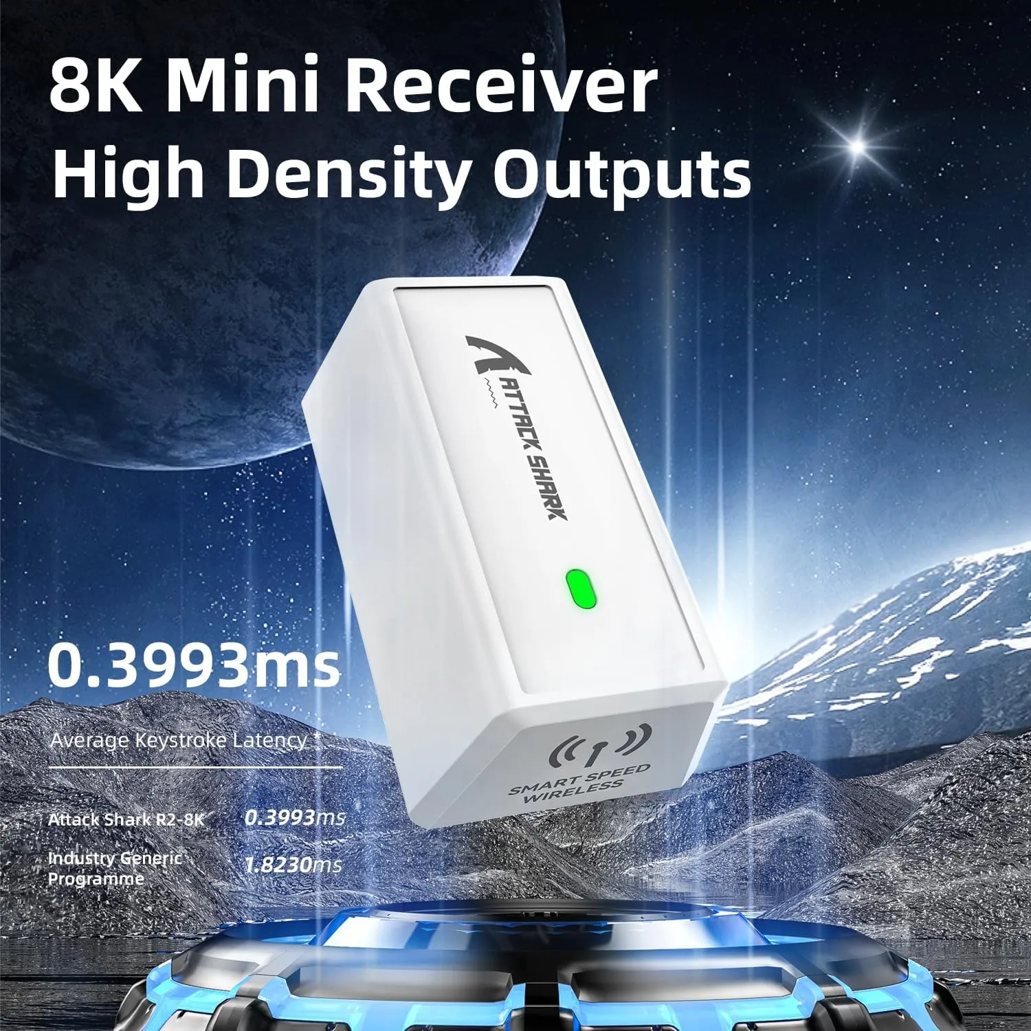 ATTACK SHARK R6 Wireless Gaming Mouse,38G Ultra-Lightweight Trip-Mode 2.4G/USB-C/Bluetooth Mouse Gaming with PAW3950MAX Sensor,42000 DPI,50G Accelerated Speed for PC/Laptop/MacWhit&Tape
