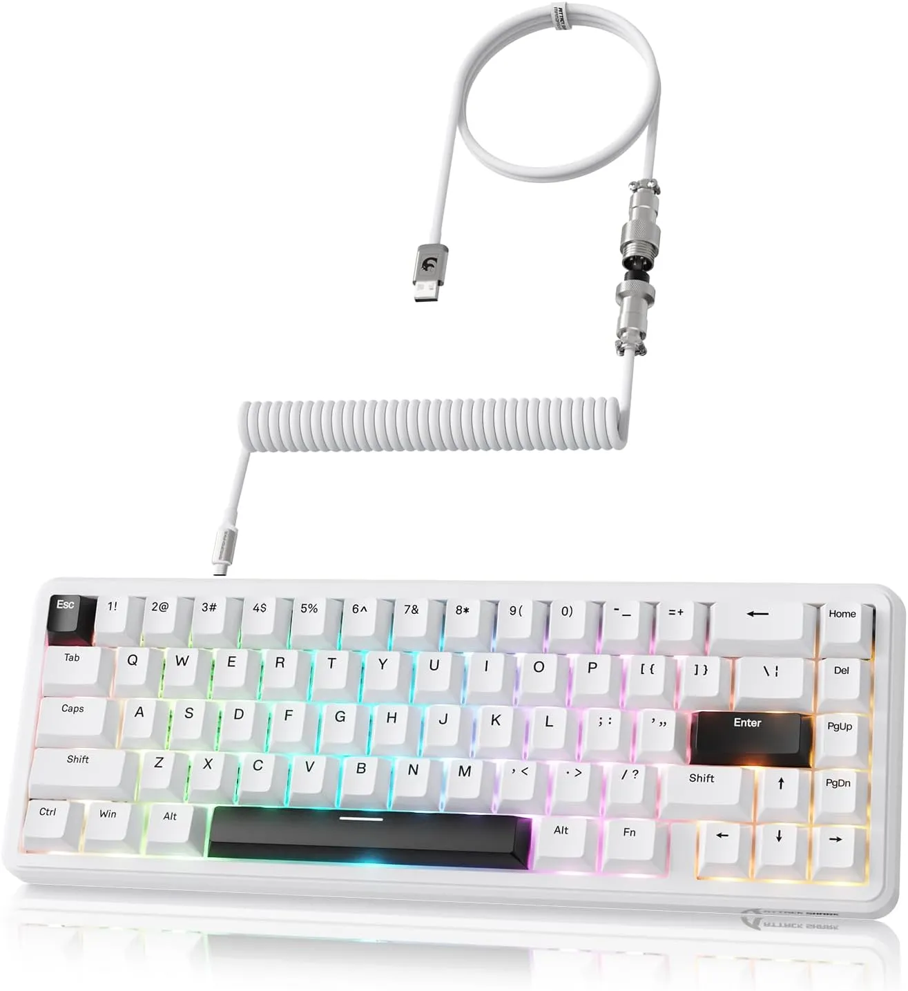 ATTACK SHARK X65 HE 60% Wired Mechanical Gaming Keyboard - Hall Effect Magnetic Switches,0.01mm Rapid Trigger,Adjustable Actuation, 8KHz Polling Rate,Hot-Swappable RGB,PBT Keycaps & Coiled Cable-White