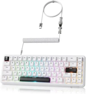 ATTACK SHARK X65 HE 60% Wired Mechanical Gaming Keyboard - Hall Effect Magnetic Switches,0.01mm Rapid Trigger,Adjustable Actuation, 8KHz Polling Rate,Hot-Swappable RGB,PBT Keycaps & Coiled Cable-White