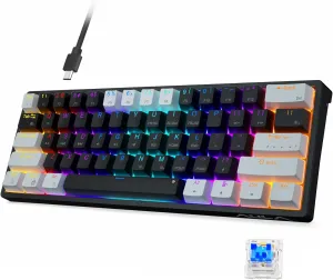 AULA 60 Percent Wired Mechanical Gaming Keyboard, 29 RGB Backlit Custom Hot Swappable Keyboards, Blue Switch 60% Mini Small Compact Design for PC/Mac/Laptop/Wins(Wired Version)