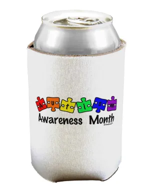 Autism Awareness Month - Colorful Puzzle Pieces Can / Bottle Insulator Coolers by TooLoud