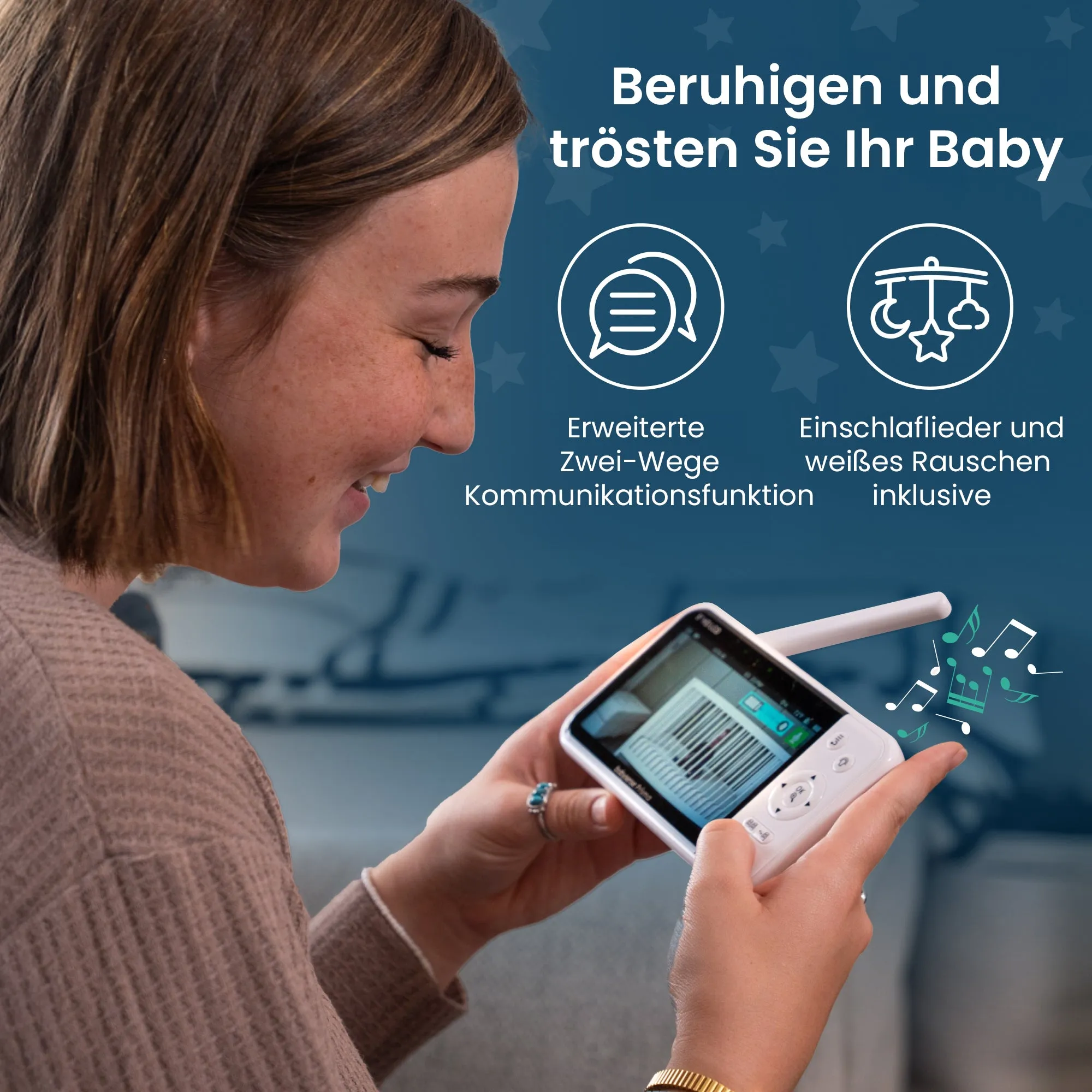 Babysense Prisma: Video Baby Monitor with 1 Camera, Non Wifi, Split Screen, Night Light & Sound Machine