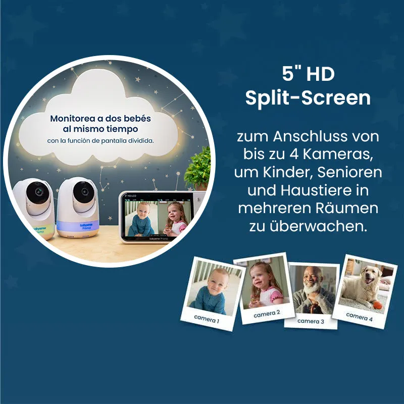 Babysense Prisma: Video Baby Monitor with 1 Camera, Non Wifi, Split Screen, Night Light & Sound Machine
