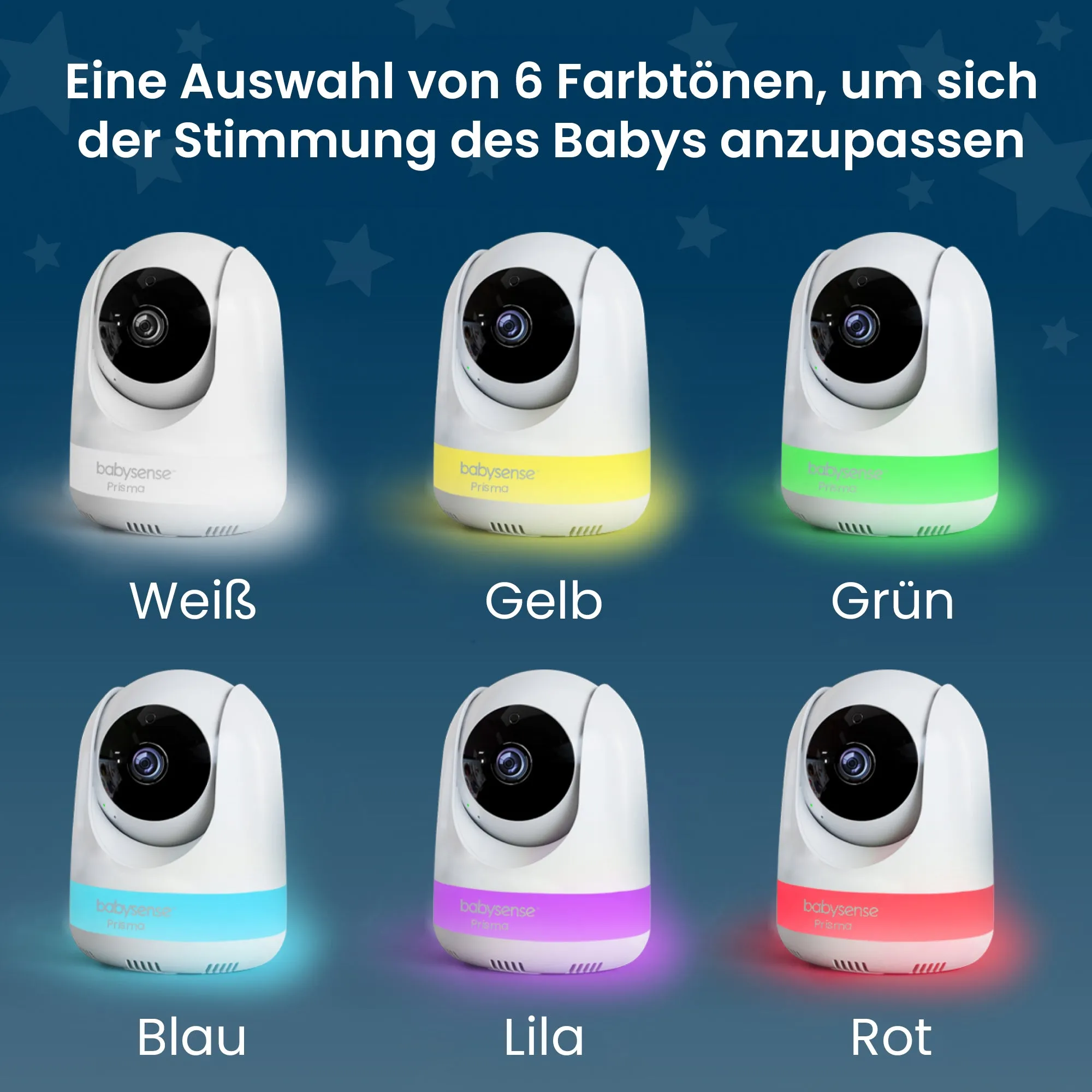Babysense Prisma: Video Baby Monitor with 1 Camera, Non Wifi, Split Screen, Night Light & Sound Machine