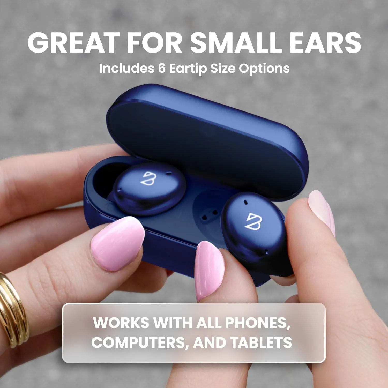 Back Bay Audio Tempo 30 Wireless Earbuds for Small Ears - Award-Winning Sound, Sweatproof Bluetooth Earbuds, Comfortable Ear Buds for Women, Navy Earphones for Small Ear Canals, Long Battery Headphone