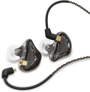 BASN Triple Driver in Ear Monitors Bmaster in-Ear Headphones with Silver-Plated MMCX Cable Ideal Earphones for Musicians Sound Engineers and DJs (Dark Brown)