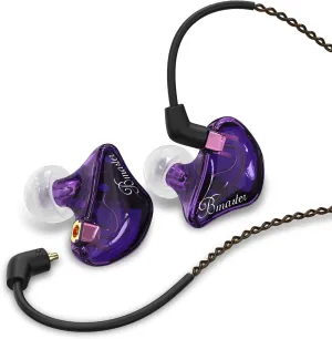 BASN Triple Driver in Ear Monitors Bmaster in-Ear Headphones with Silver-Plated MMCX Cable Ideal Earphones for Musicians Sound Engineers and DJs (Violet)