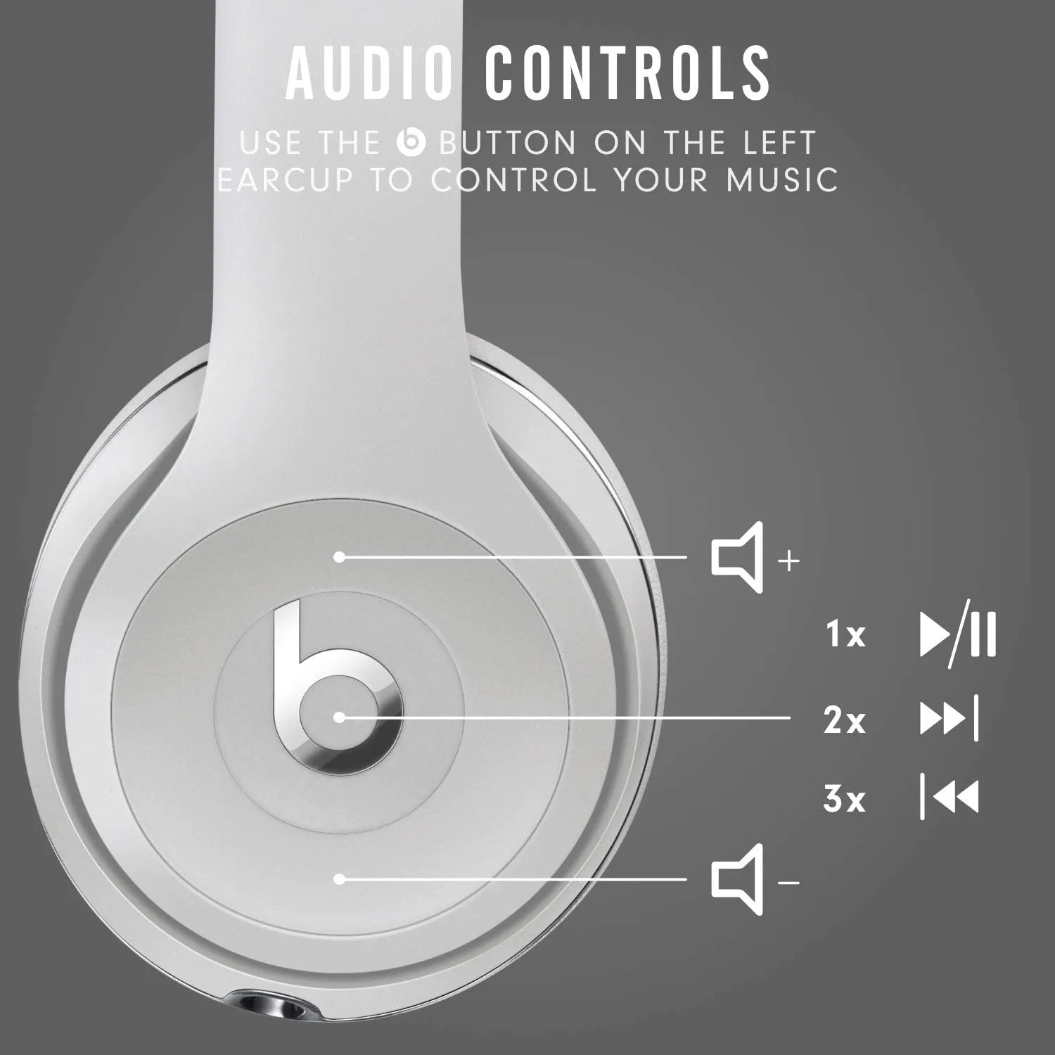 Beats Solo3 Wireless On-Ear Headphones - Apple W1 Headphone Chip, Class 1 Bluetooth, 40 Hours of Listening Time, Built-in Microphone - Satin Silver (Latest Model)