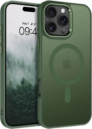 BENTOBEN for iPhone 16 Pro Case [Compatible with Magsafe] Magnetic Matte Phone Case iPhone 16 Pro Translucent Slim Thin Shockproof Women Men Protective Cover Cases for iPhone 16 Pro 6.3", Forest Green