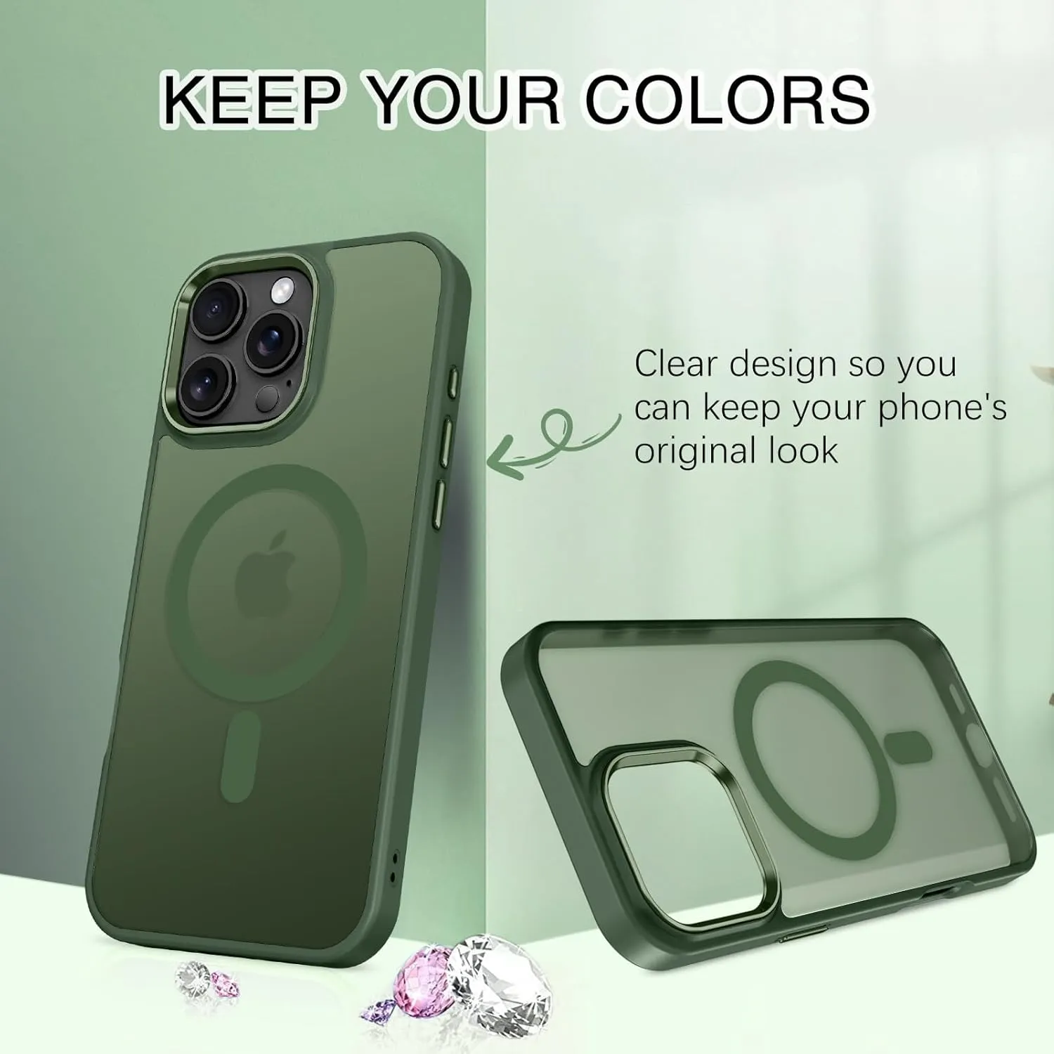 BENTOBEN for iPhone 16 Pro Case [Compatible with Magsafe] Magnetic Matte Phone Case iPhone 16 Pro Translucent Slim Thin Shockproof Women Men Protective Cover Cases for iPhone 16 Pro 6.3", Forest Green