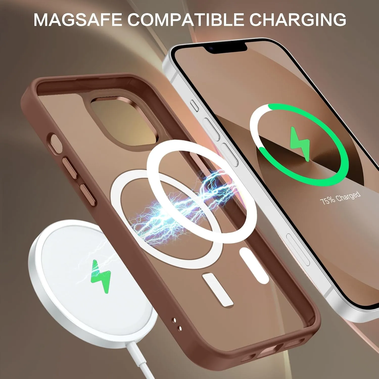 BENTOBEN Magnetic for iPhone 13 Case & iPhone 14 Case [Compatible with Magsafe] Translucent Matte Phone Case iPhone 13/14 6.1 inch Slim Thin Shockproof Women Men Protective Cover, Bronze