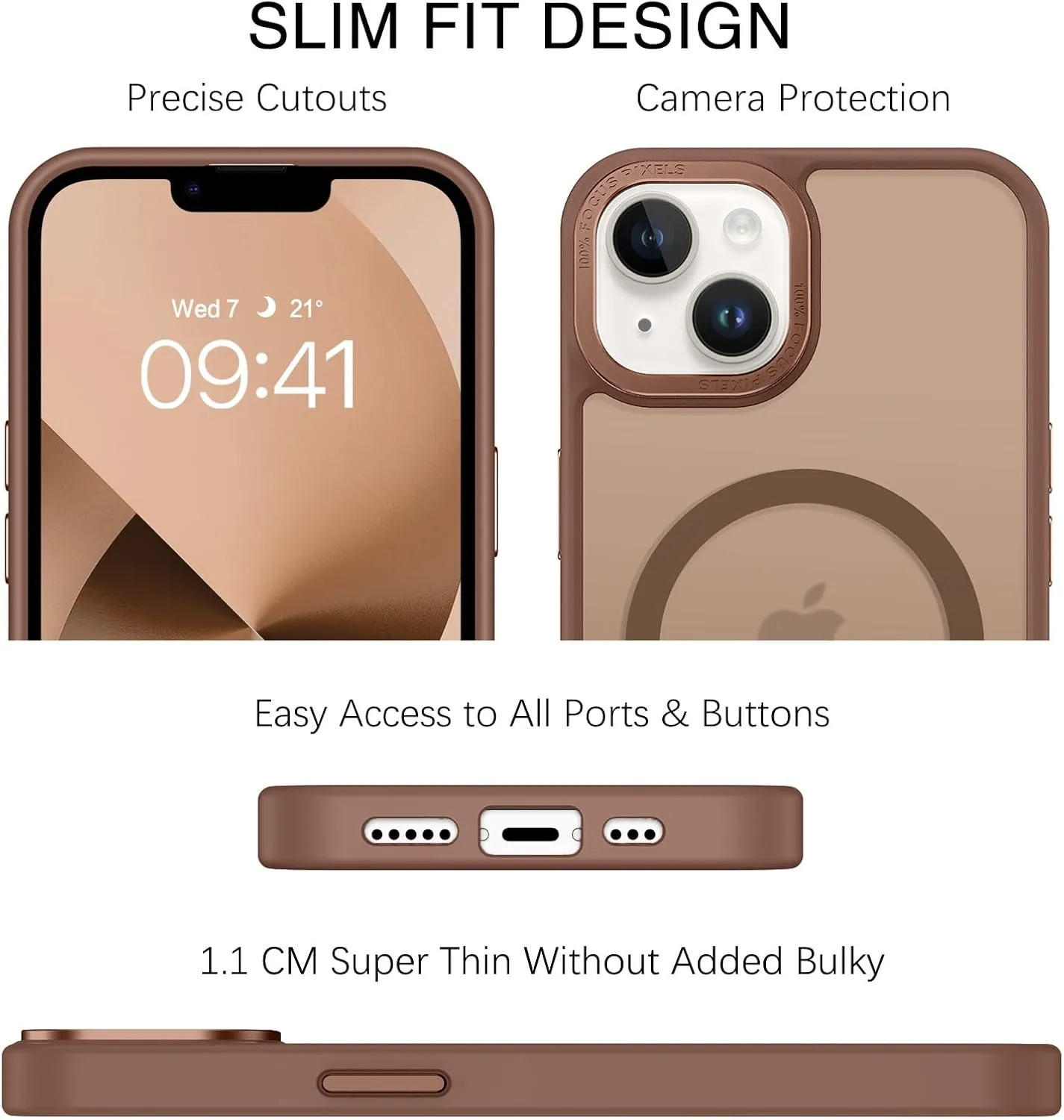 BENTOBEN Magnetic for iPhone 13 Case & iPhone 14 Case [Compatible with Magsafe] Translucent Matte Phone Case iPhone 13/14 6.1 inch Slim Thin Shockproof Women Men Protective Cover, Bronze