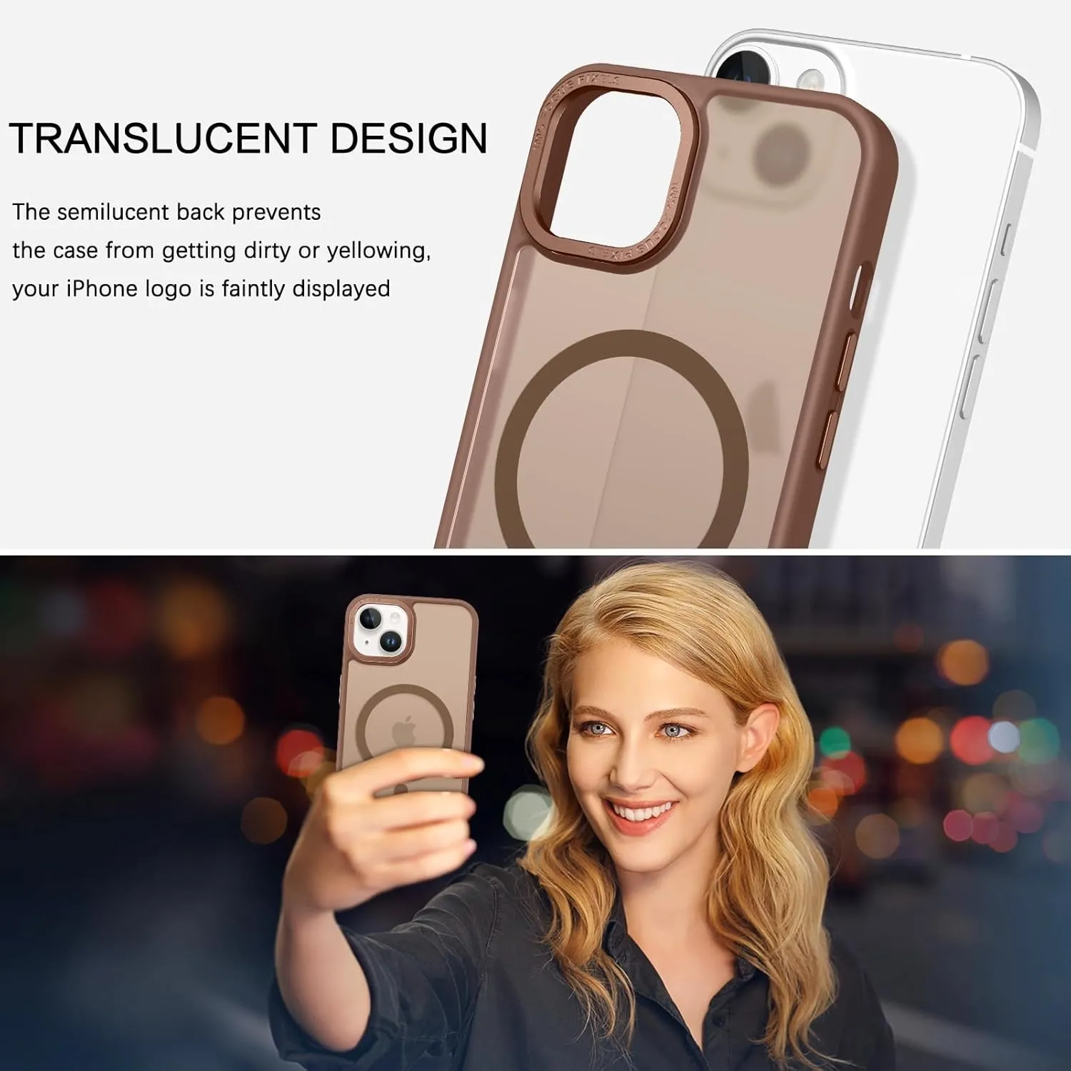 BENTOBEN Magnetic for iPhone 13 Case & iPhone 14 Case [Compatible with Magsafe] Translucent Matte Phone Case iPhone 13/14 6.1 inch Slim Thin Shockproof Women Men Protective Cover, Bronze