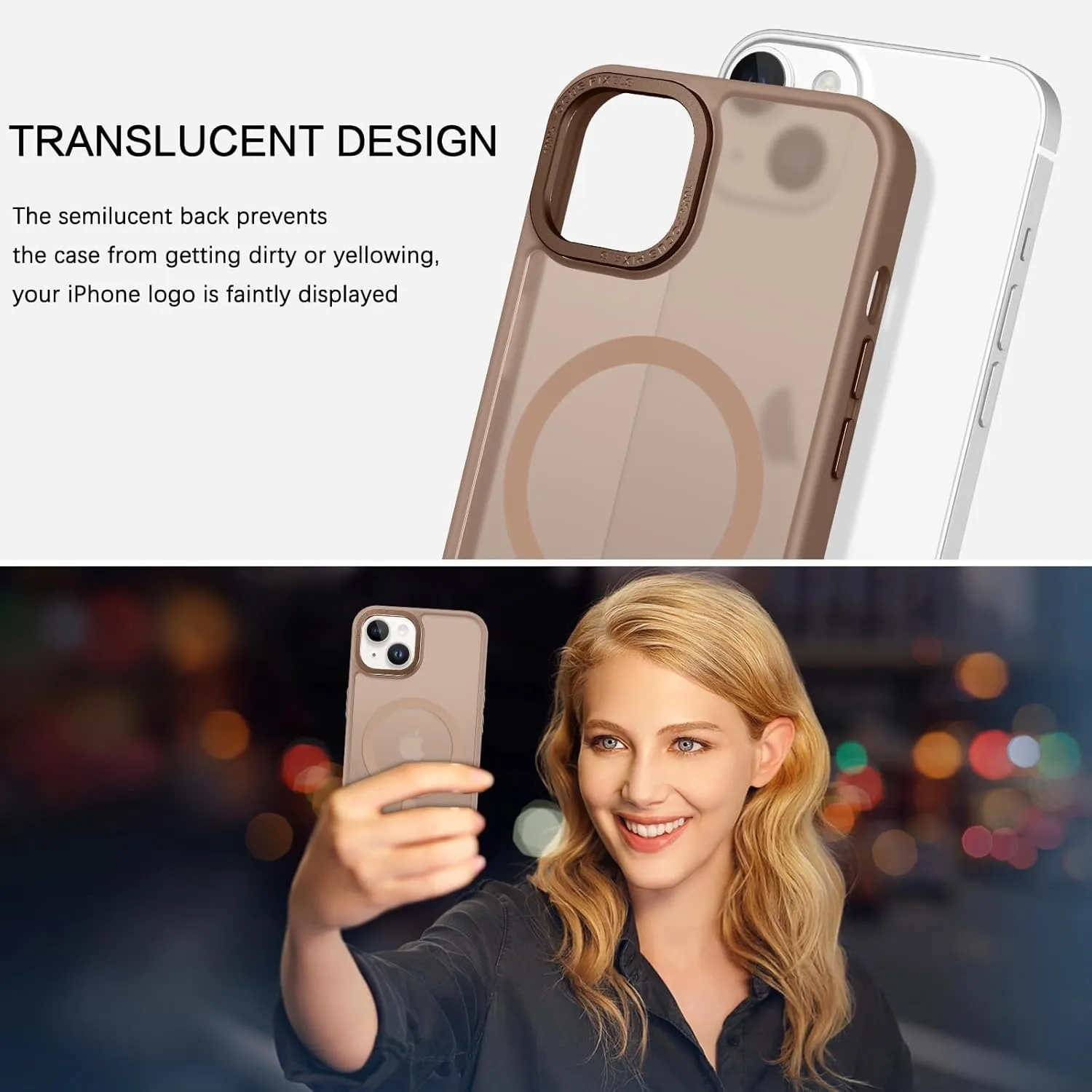 BENTOBEN Magnetic for iPhone 13 Case & iPhone 14 Case [Compatible with Magsafe] Translucent Matte Phone Case iPhone 13/14 6.1 inch Slim Thin Shockproof Women Men Protective Cover, Brown