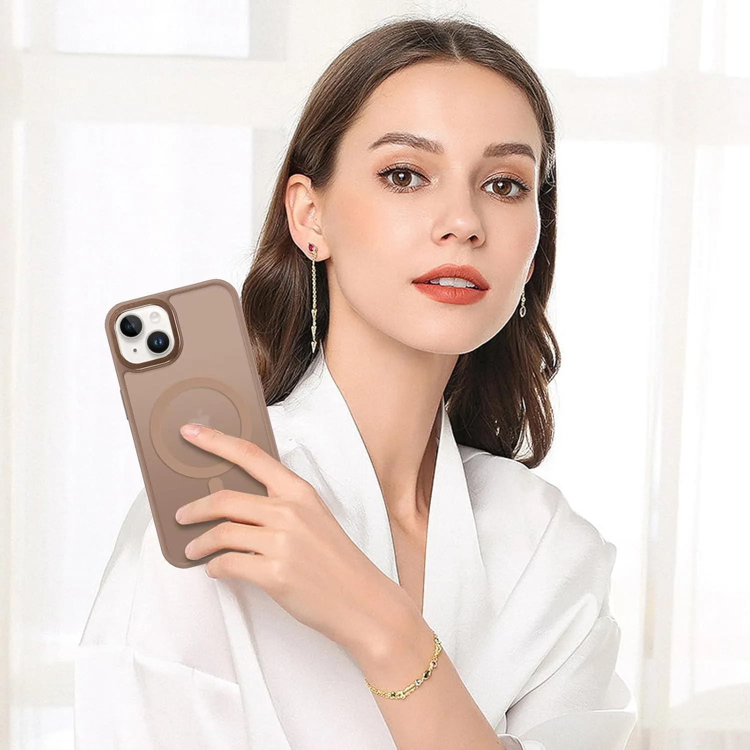 BENTOBEN Magnetic for iPhone 13 Case & iPhone 14 Case [Compatible with Magsafe] Translucent Matte Phone Case iPhone 13/14 6.1 inch Slim Thin Shockproof Women Men Protective Cover, Brown
