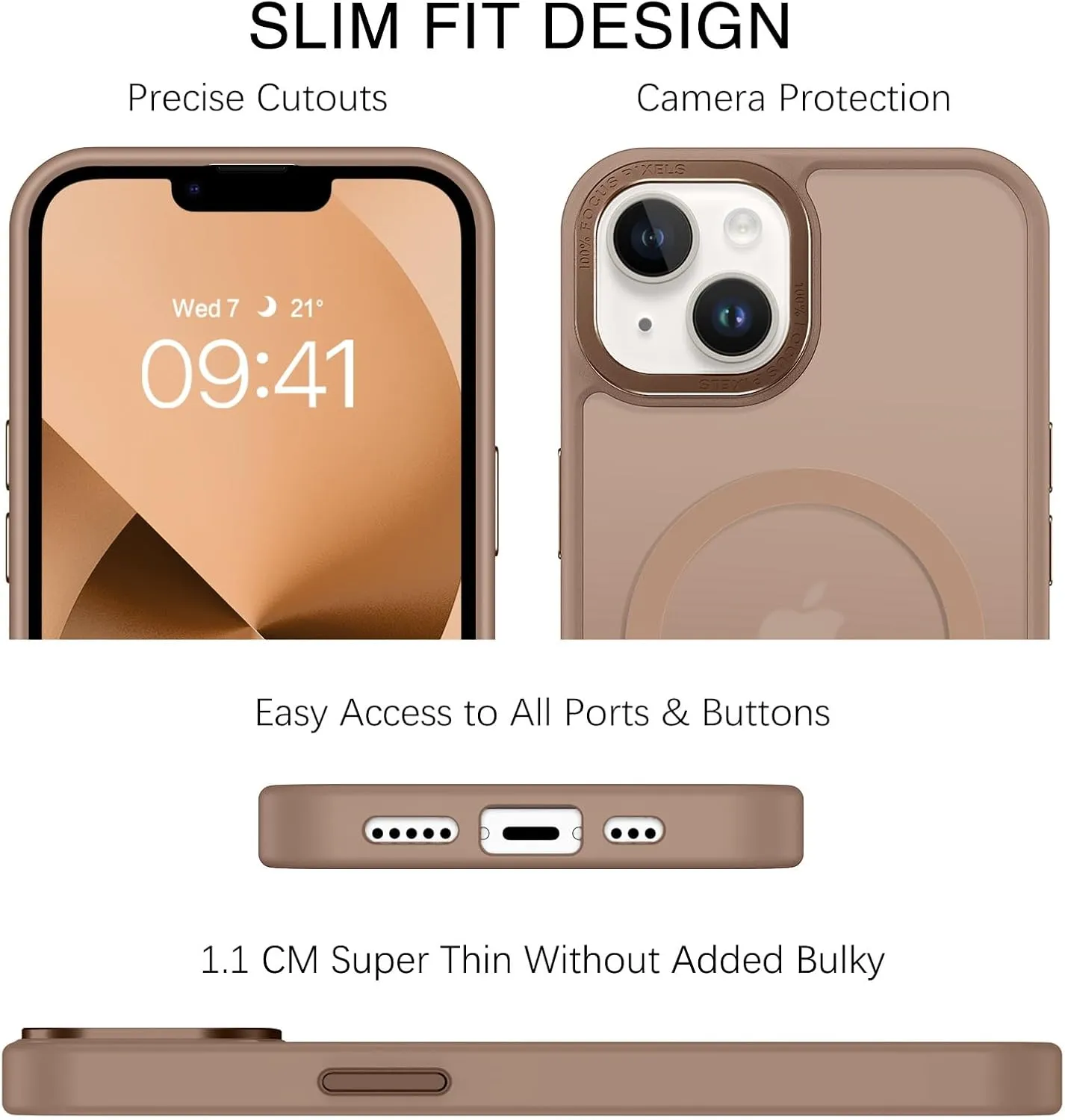 BENTOBEN Magnetic for iPhone 13 Case & iPhone 14 Case [Compatible with Magsafe] Translucent Matte Phone Case iPhone 13/14 6.1 inch Slim Thin Shockproof Women Men Protective Cover, Brown