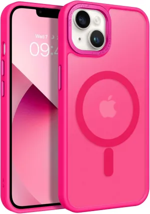 BENTOBEN Magnetic for iPhone 13 Case & iPhone 14 Case [Compatible with Magsafe] Translucent Matte Phone Case iPhone 13/14 Slim Shockproof Women Men Protective Cover for iPhone 13/14 6.1", Hot Pink