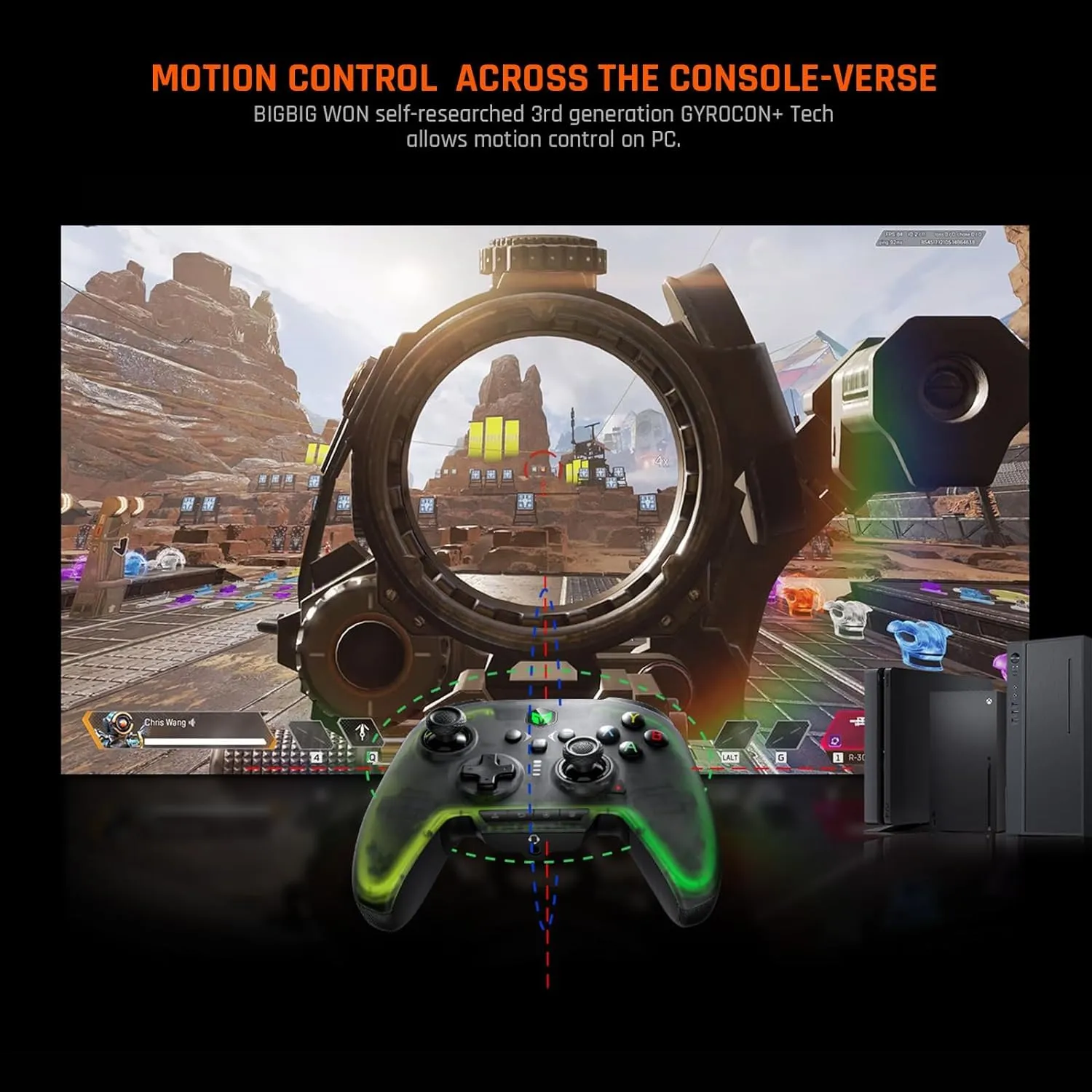 BIGBIG WON Wireless Controller Rainbow 2 Pro RGB PC 6-axis Gyro Sensor Controller Motion Aiming, Hall Effect Trigger, ALPS Joystick, 3.5mm Audio, Gamepads APP for Android/iOS/PC Windows10&11/Switch