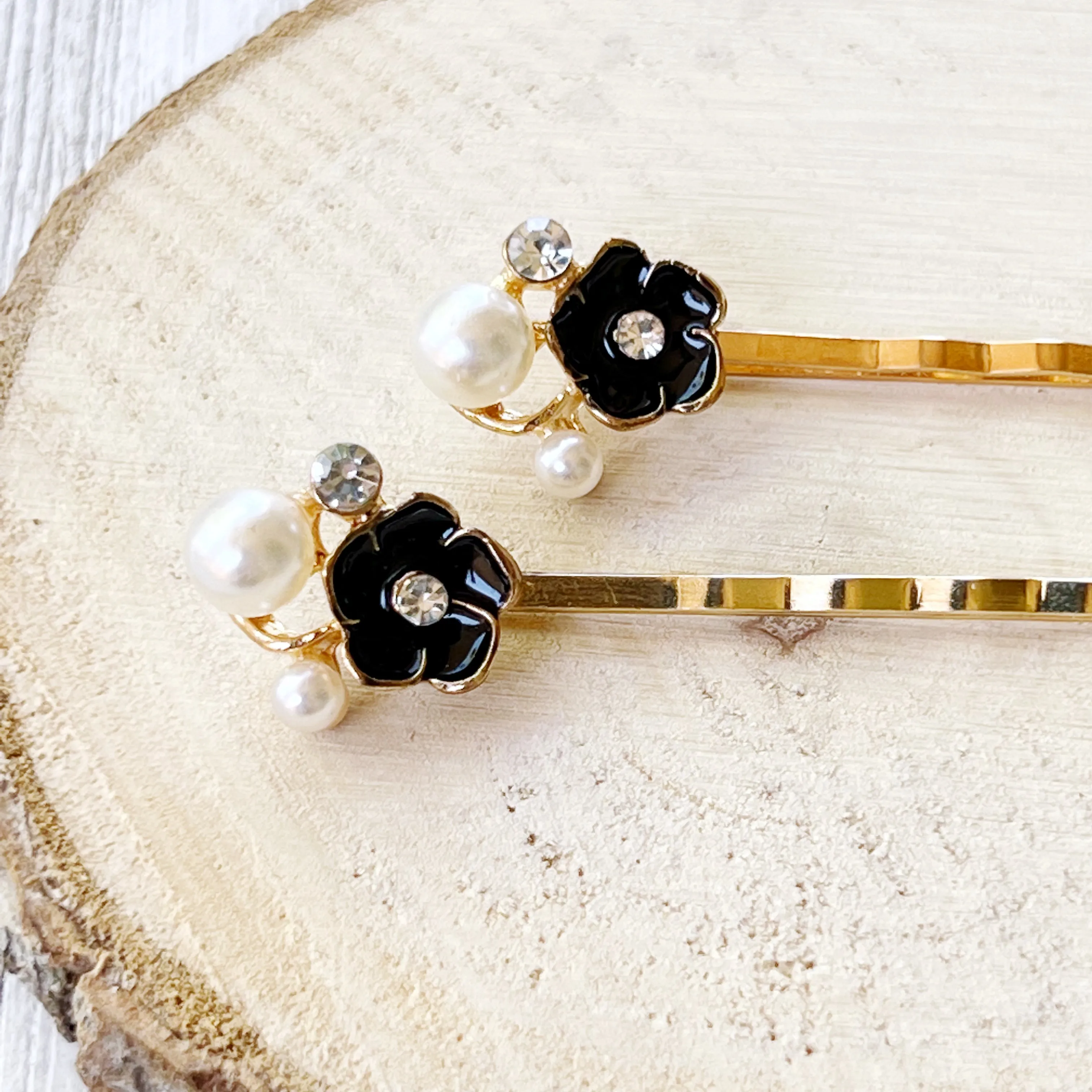 Black Flower Hair Pins - Floral Bobby Pins for Women's Hairstyles | Decorative Hair Accessories and Barrettes
