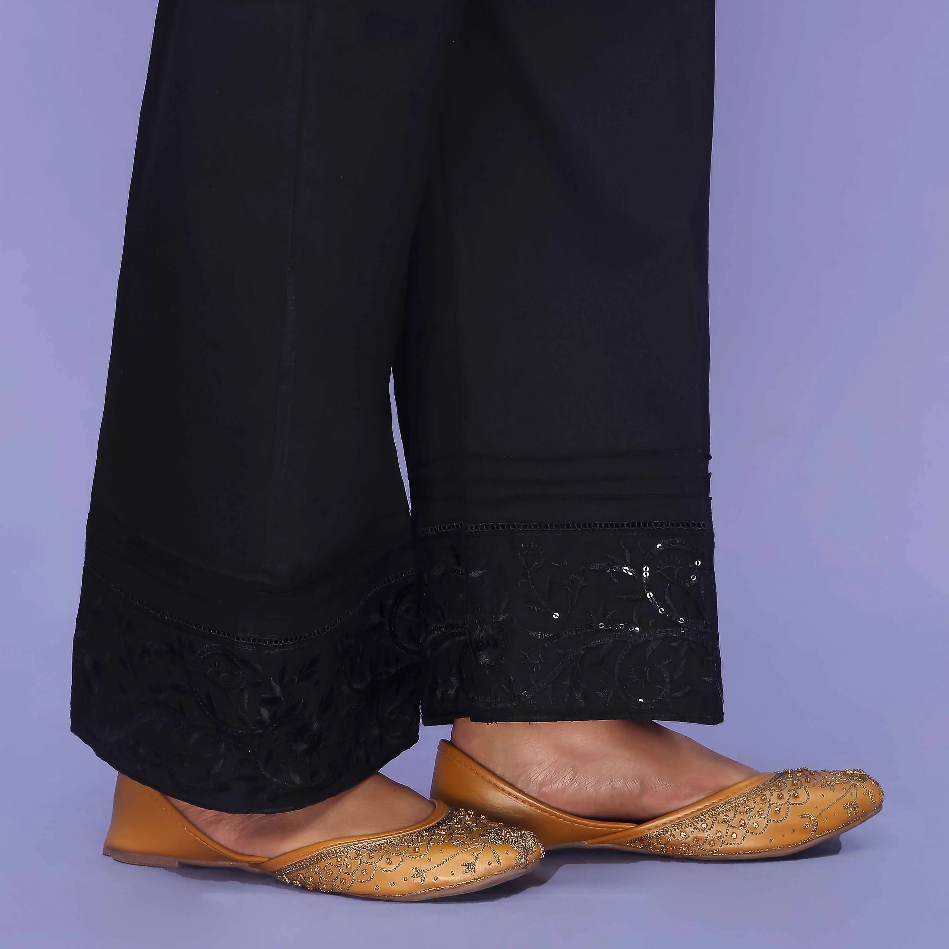 Black Striaght Fit Cambric Trouser PL4074