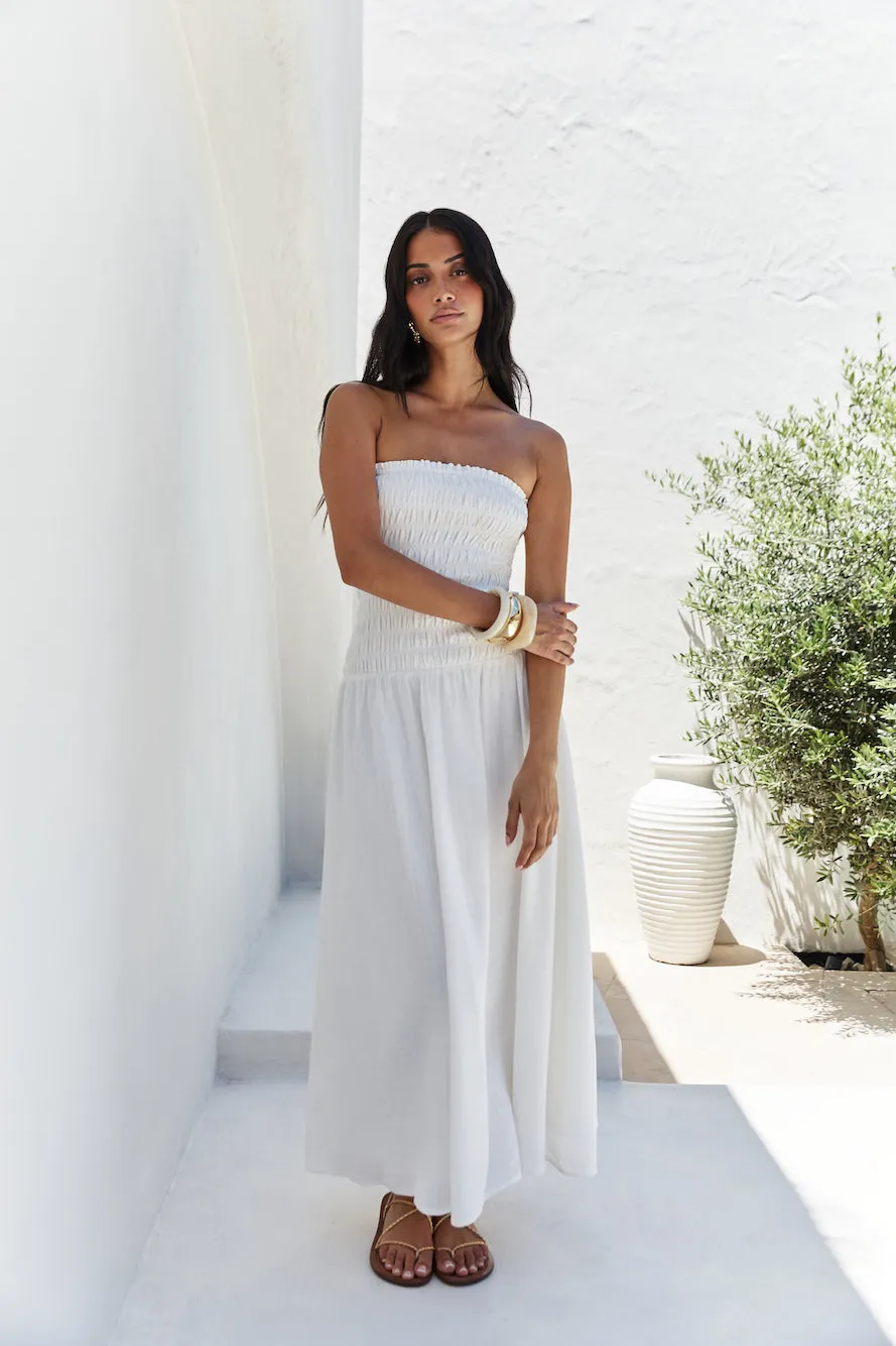Blossom Bay Strapless Maxi Dress White