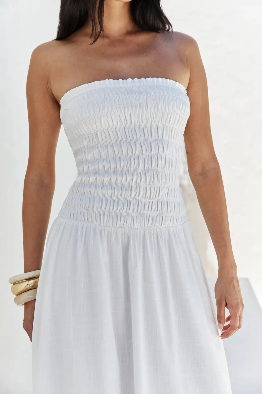 Blossom Bay Strapless Maxi Dress White