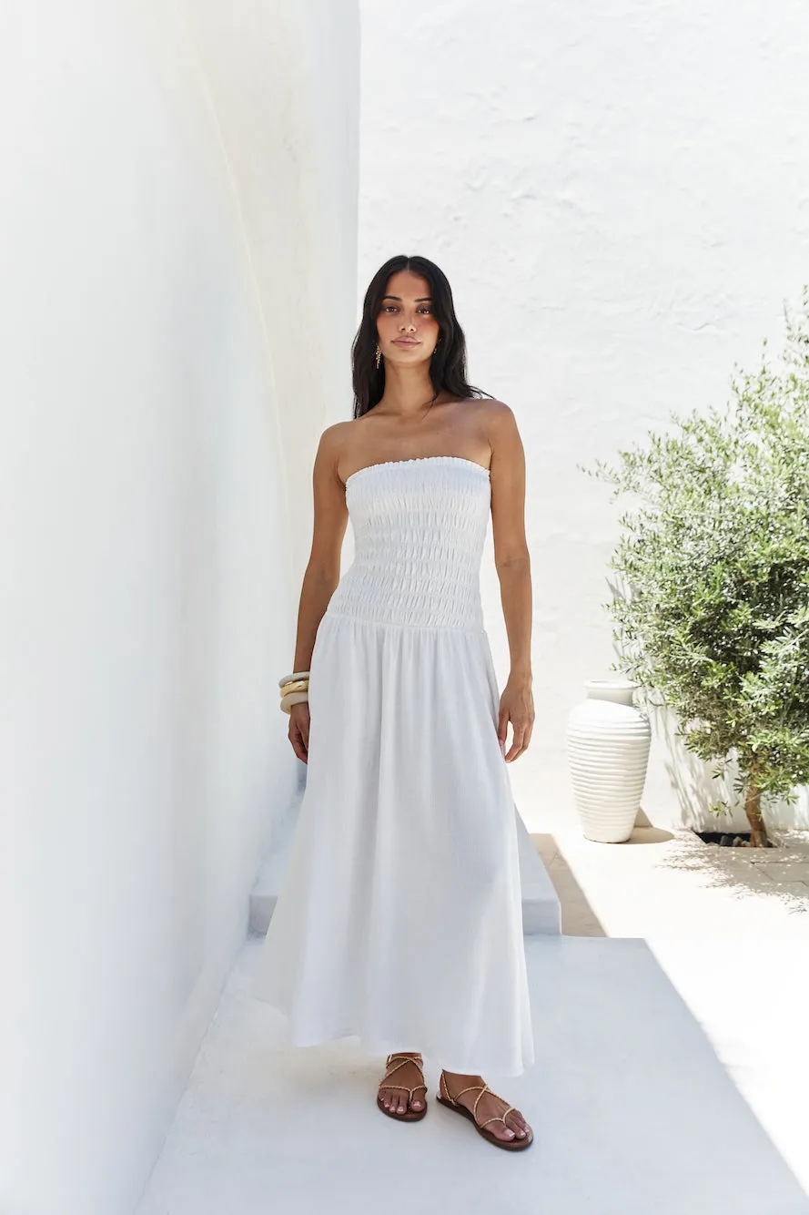 Blossom Bay Strapless Maxi Dress White