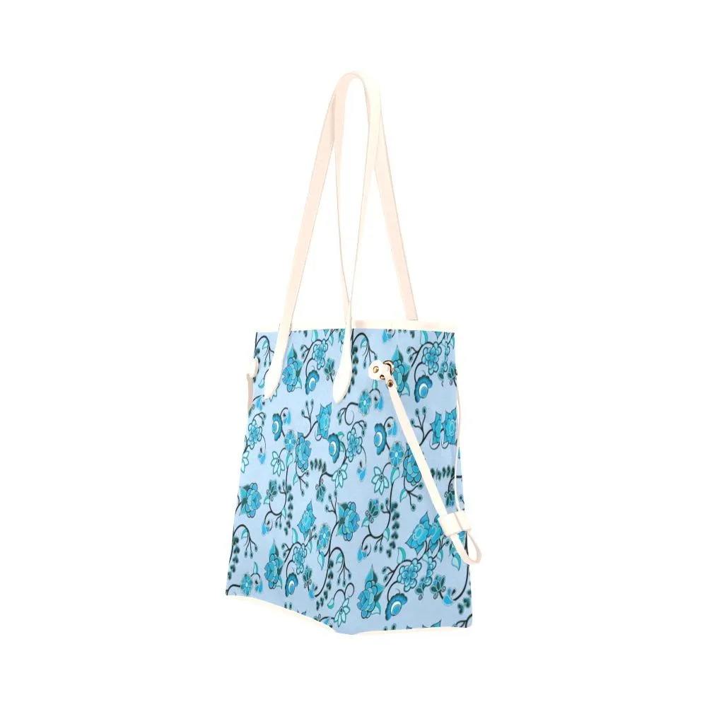 Blue Floral Amour Clover Canvas Tote Bag