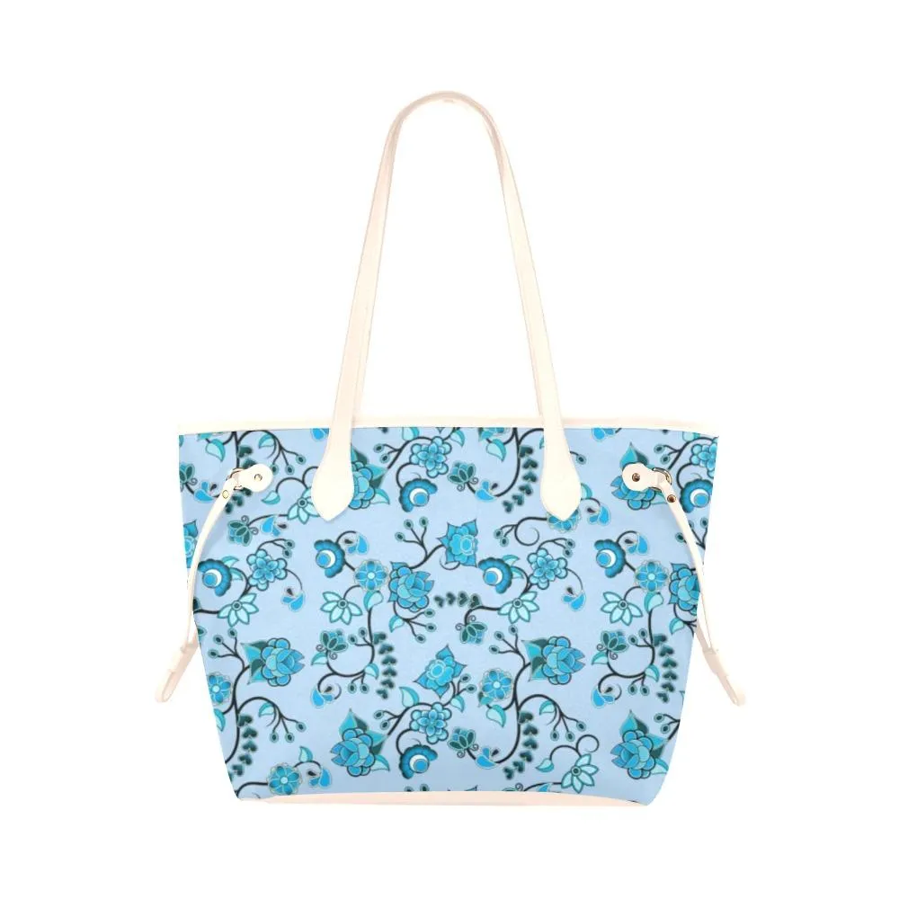 Blue Floral Amour Clover Canvas Tote Bag