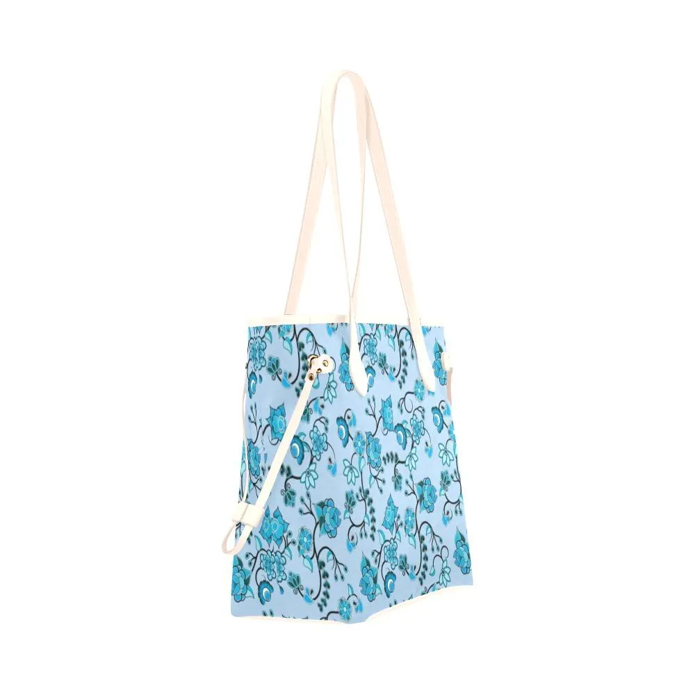 Blue Floral Amour Clover Canvas Tote Bag