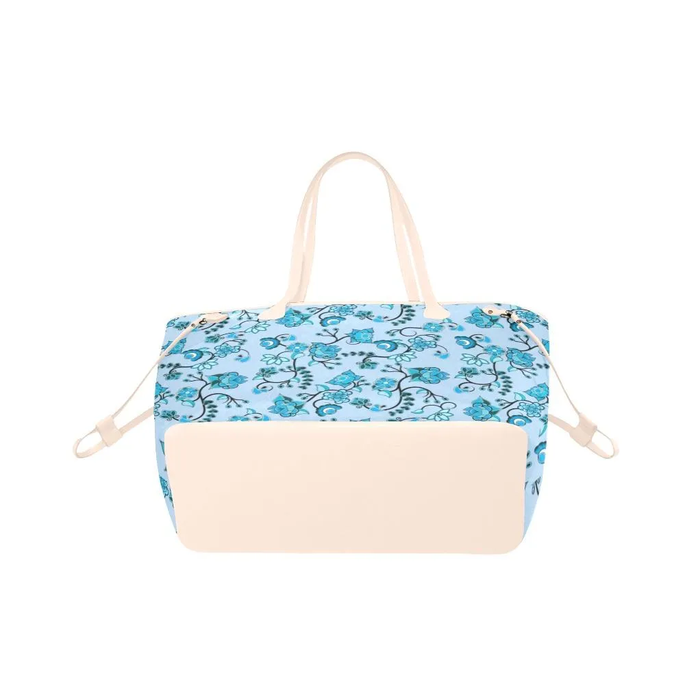 Blue Floral Amour Clover Canvas Tote Bag