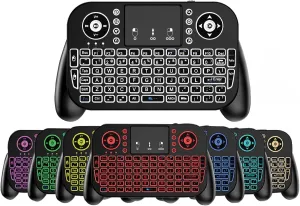 Bluetooth   2.4GHz RF Wireless Mini Keyboard Remote Control Touchpad Mouse Combo for Android TV Box Apple Smart TV Fire Stick PC Computer Laptop Window OS HTPC Theater Raspberry Pi Tablet   Backlit